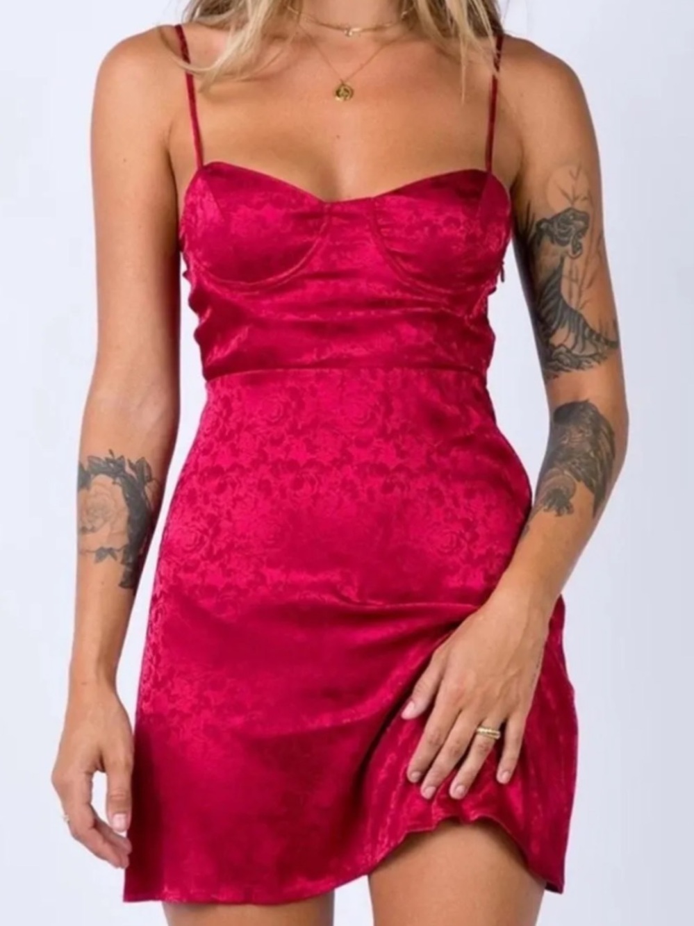 Princess Polly Fuchsia Jacquard Mini Slip Dress